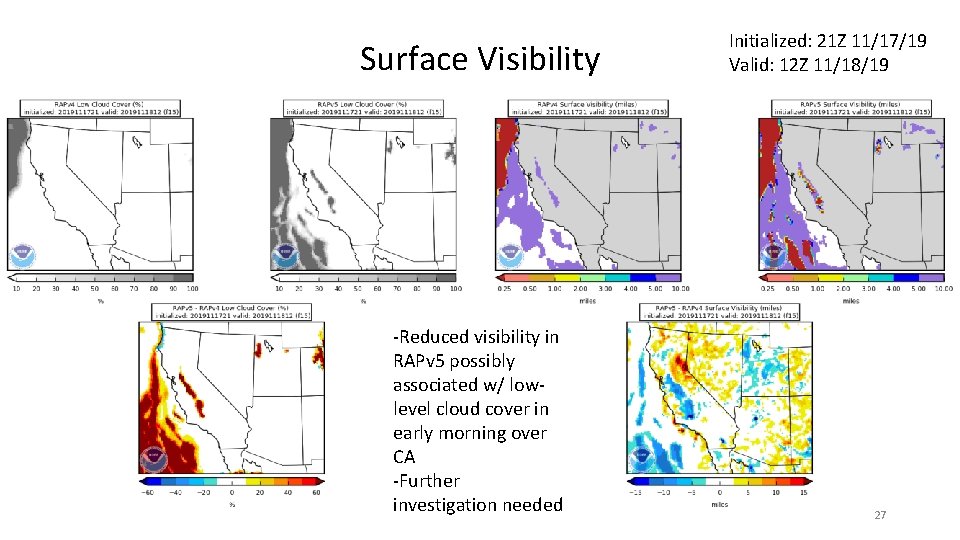 Surface Visibility -Reduced visibility in RAPv 5 possibly associated w/ lowlevel cloud cover in