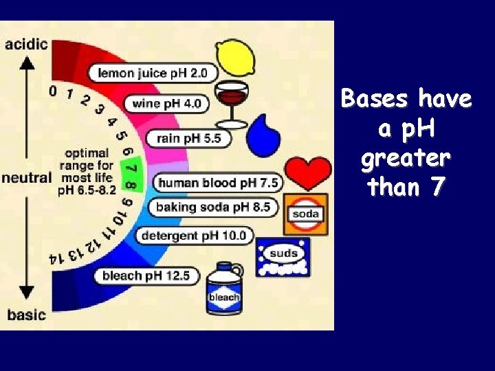 Bases have a p. H greater than 7 