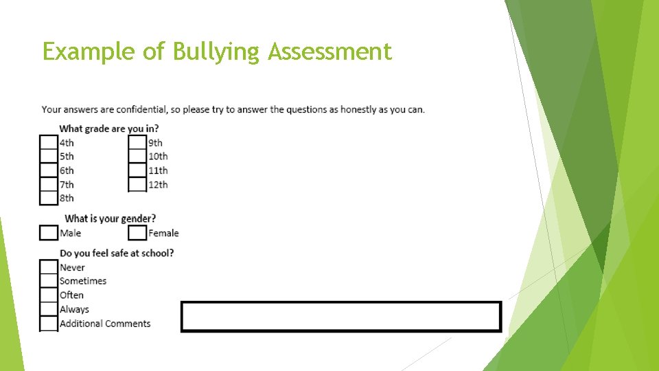 Example of Bullying Assessment 