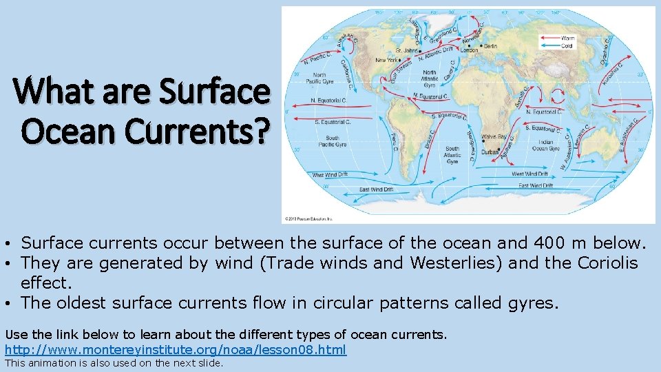 What are Surface Ocean Currents? • Surface currents occur between the surface of the