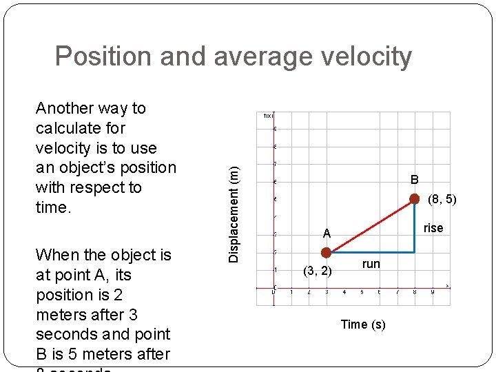 Another way to calculate for velocity is to use an object’s position with respect