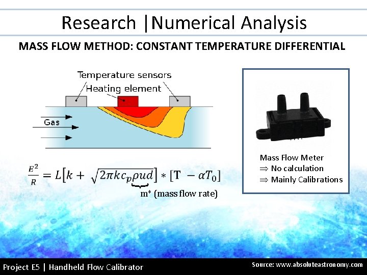 Research |Numerical Analysis MASS FLOW METHOD: CONSTANT TEMPERATURE DIFFERENTIAL } Mass Flow Meter Þ