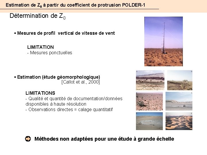 Estimation de Z 0 à partir du coefficient de protrusion POLDER-1 Détermination de Z