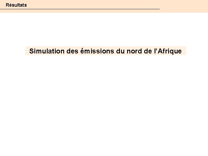 Résultats Simulation des émissions du nord de l’Afrique 