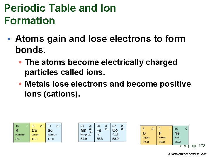 Periodic Table and Ion Formation • Atoms gain and lose electrons to form bonds.