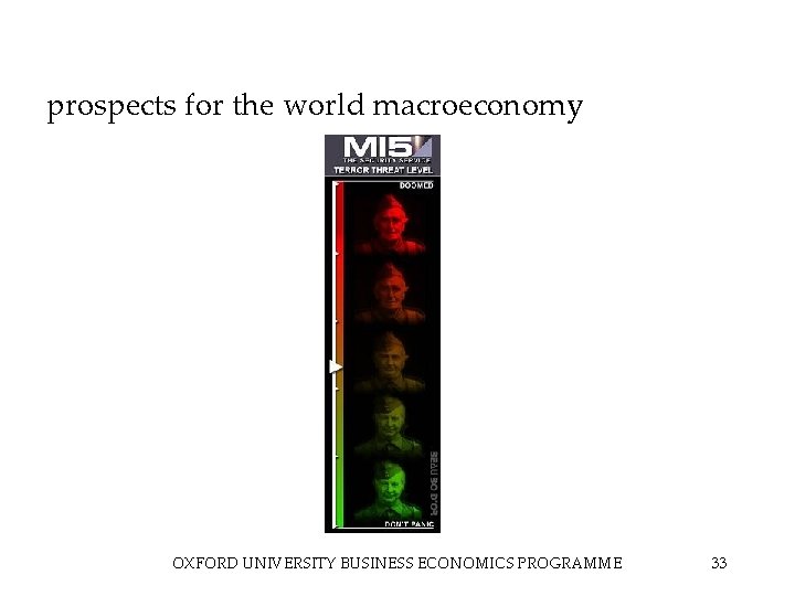 prospects for the world macroeconomy OXFORD UNIVERSITY BUSINESS ECONOMICS PROGRAMME 33 