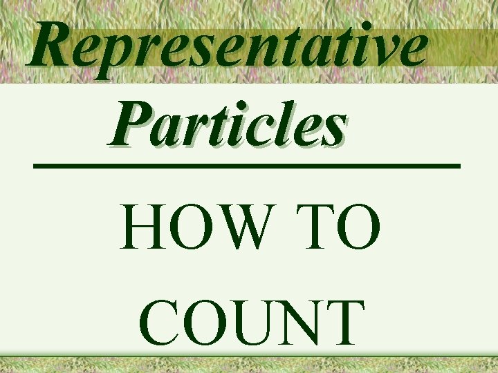 Representative Particles HOW TO COUNT 