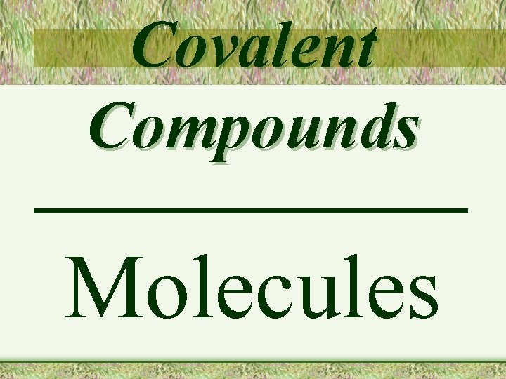 Covalent Compounds Molecules 