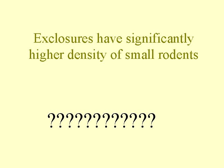 Exclosures have significantly higher density of small rodents ? ? ? 