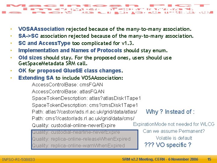 Report from Glue Working Group Enabling Grids for E-scienc. E • • VOSAAssociation rejected