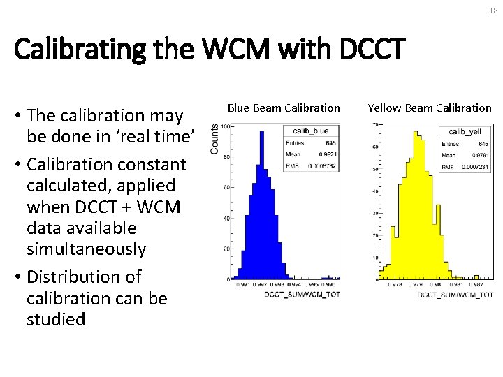 18 Calibrating the WCM with DCCT • The calibration may be done in ‘real