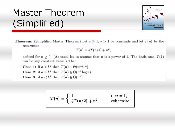 Master Theorem (Simplified) 