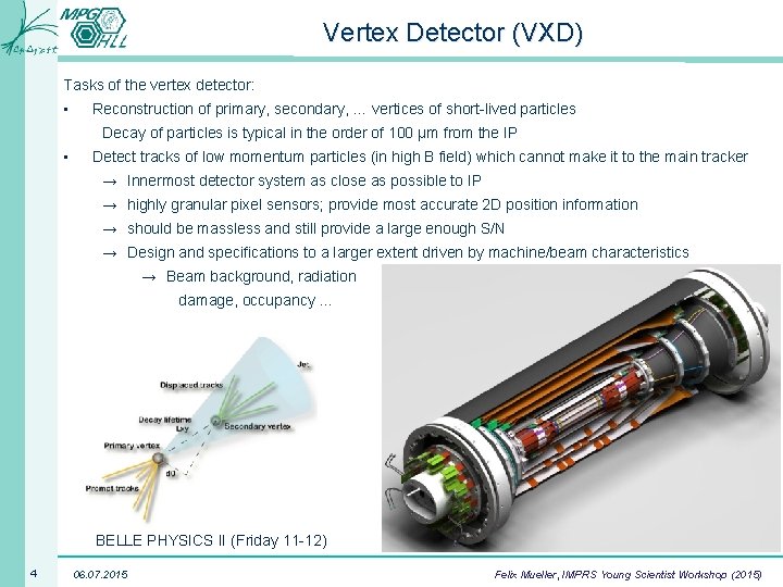 Vertex Detector (VXD) Tasks of the vertex detector: • Reconstruction of primary, secondary, …