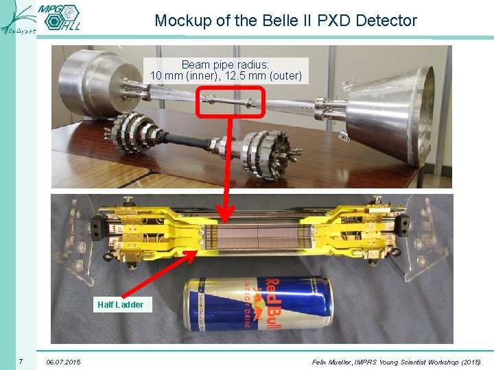 Mockup of the Belle II PXD Detector Beam pipe radius: 10 mm (inner), 12.