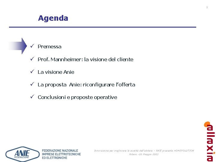 2 Agenda ü Premessa ü Prof. Mannheimer: la visione del cliente ü La visione