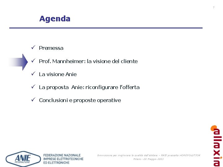 7 Agenda ü Premessa ü Prof. Mannheimer: la visione del cliente ü La visione