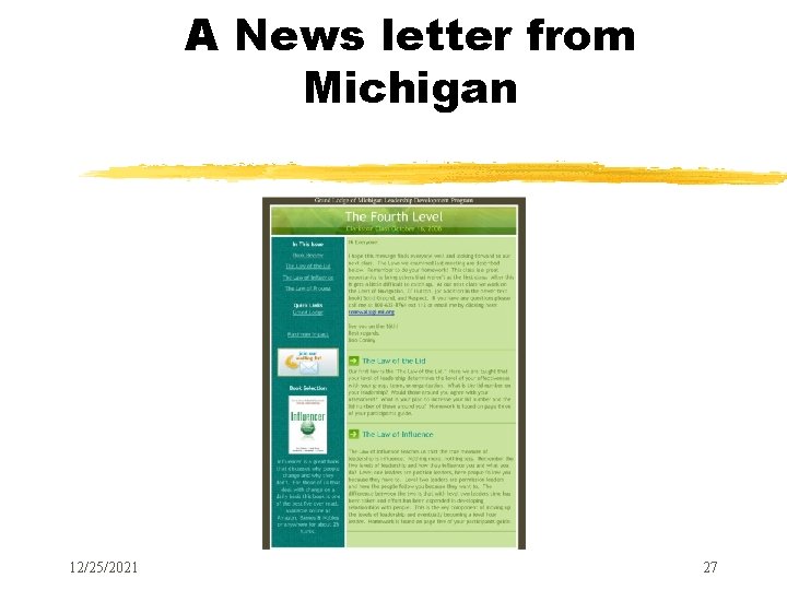 A News letter from Michigan 12/25/2021 27 