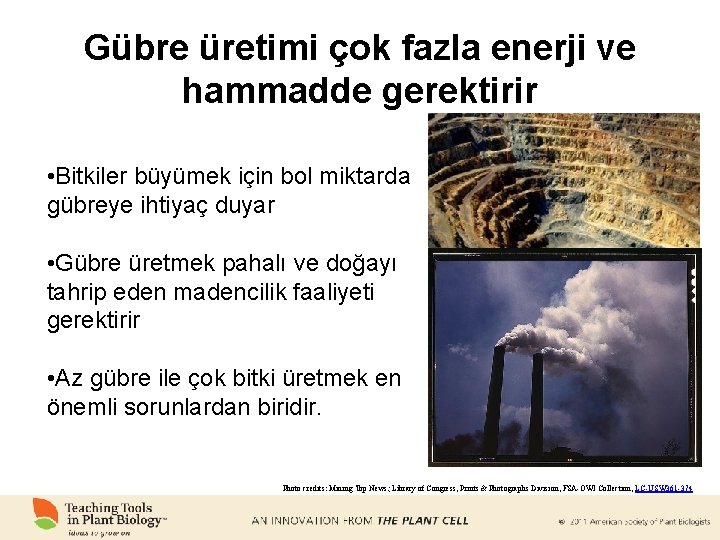 Gübre üretimi çok fazla enerji ve hammadde gerektirir • Bitkiler büyümek için bol miktarda