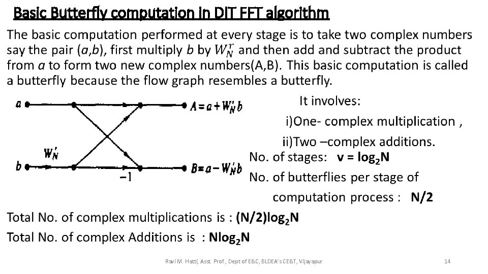 Basic Butterfly computation in DIT FFT algorithm • Ravi M. Hatti, Asst. Prof. ,