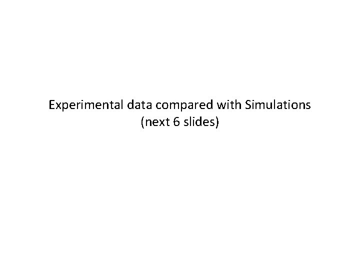 Experimental data compared with Simulations (next 6 slides) 