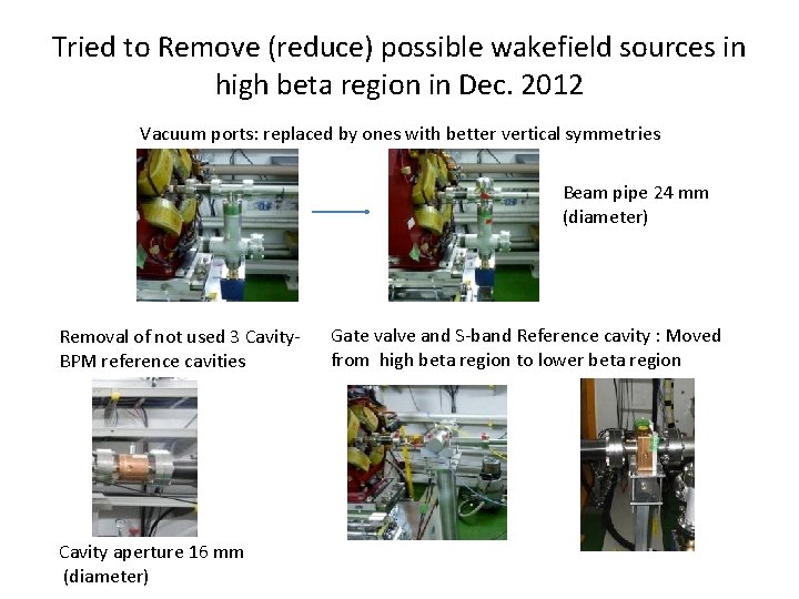 Tried to Remove (reduce) possible wakefield sources in high beta region in Dec. 2012