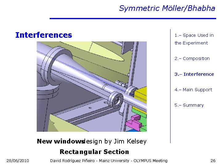 Symmetric Möller/Bhabha Interferences 1. – Space Used in the Experiment 2. – Composition 3.