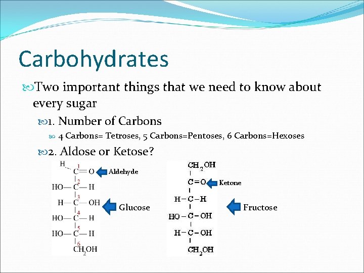 Simple sugars Carbohydrates Basic formula CH 2 On