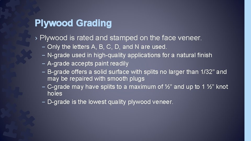 Plywood Grading › Plywood is rated and stamped on the face veneer. – –