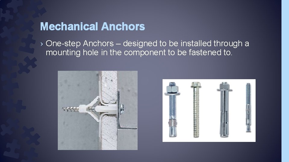 Mechanical Anchors › One-step Anchors – designed to be installed through a mounting hole