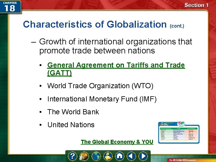 Characteristics of Globalization (cont. ) – Growth of international organizations that promote trade between Characteristics of Globalization (cont. ) – Growth of international organizations that promote trade between