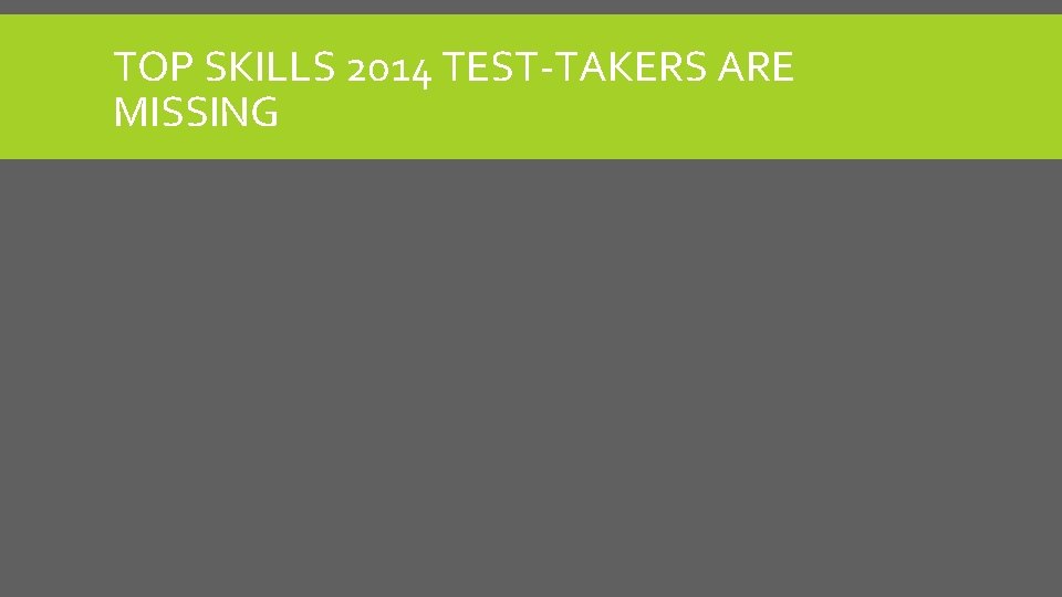 TOP SKILLS 2014 TEST-TAKERS ARE MISSING 