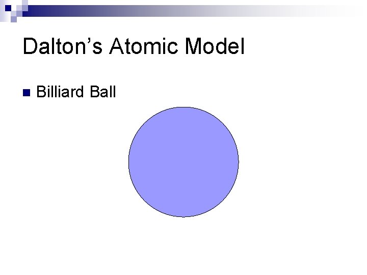 Dalton’s Atomic Model n Billiard Ball 