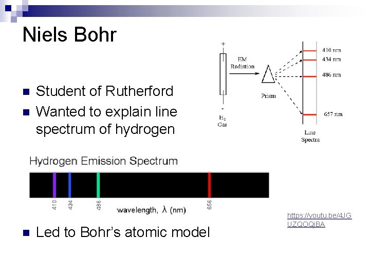 Niels Bohr n n n Student of Rutherford Wanted to explain line spectrum of
