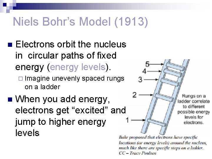 Niels Bohr’s Model (1913) n Electrons orbit the nucleus in circular paths of fixed