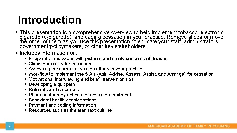 Tobacco Ecigarettes and Vaping Cessation Education Presentation For
