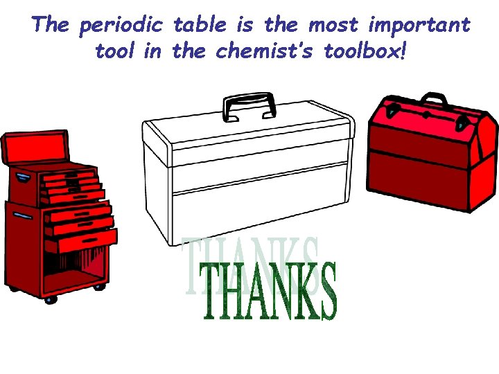 The periodic table is the most important tool in the chemist’s toolbox! 