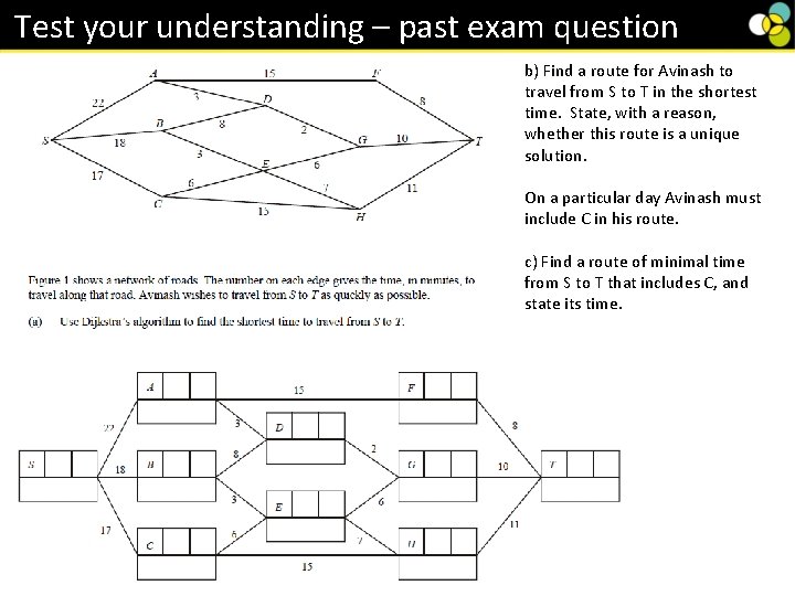 Test your understanding – past exam question b) Find a route for Avinash to Test your understanding – past exam question b) Find a route for Avinash to