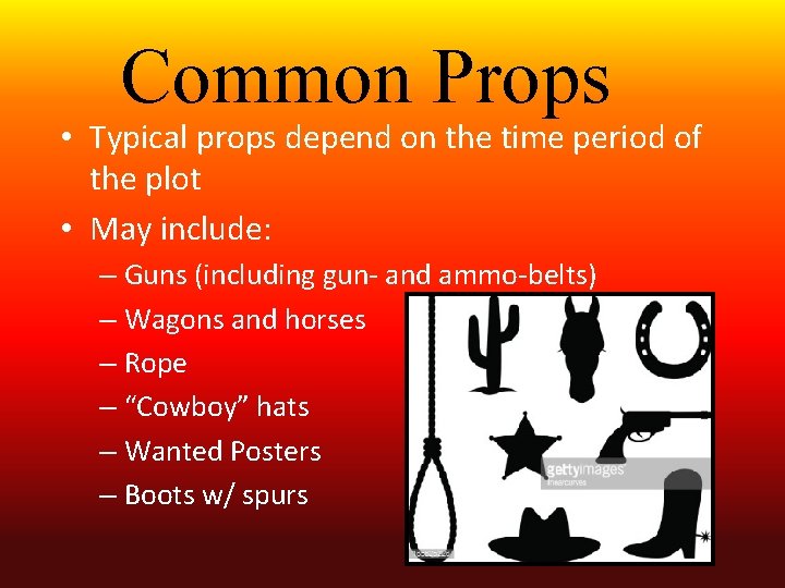 Common Props • Typical props depend on the time period of the plot •