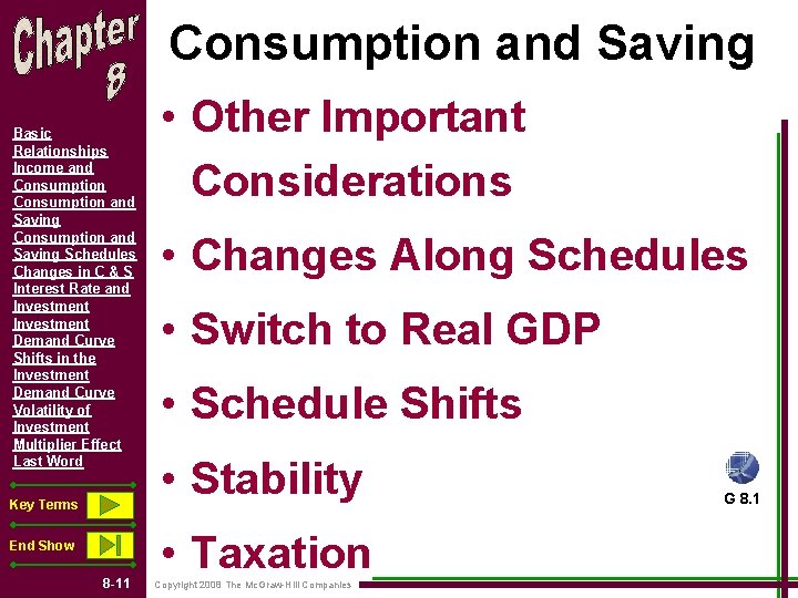 Consumption and Saving Basic Relationships Income and Consumption and Saving Schedules Changes in C Consumption and Saving Basic Relationships Income and Consumption and Saving Schedules Changes in C
