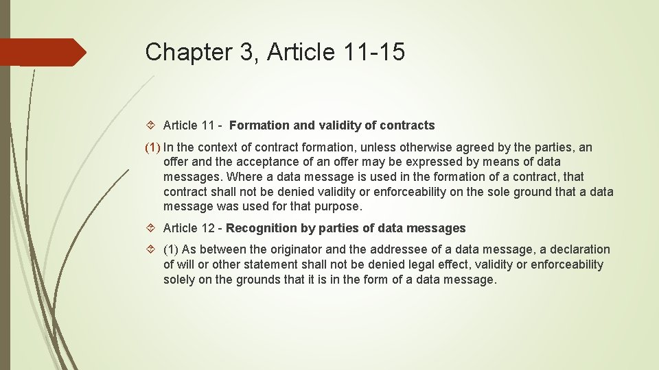Chapter 3, Article 11 -15 Article 11 - Formation and validity of contracts (1)