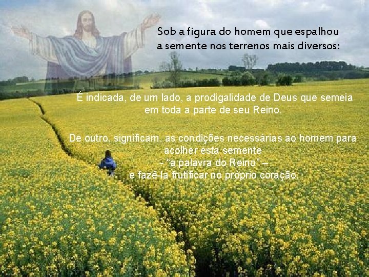 Sob a figura do homem que espalhou a semente nos terrenos mais diversos: É