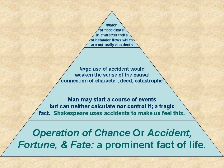 Watch for “accidents” in character traits or behavior flaws which are not really accidents