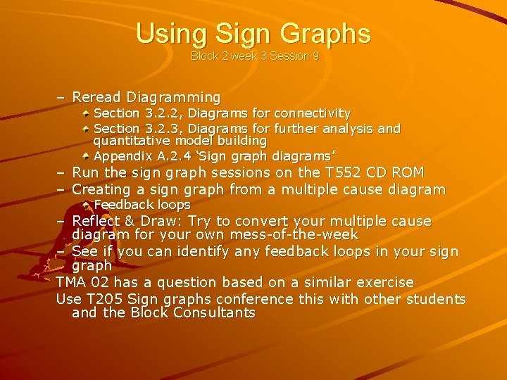 Using Sign Graphs Block 2 week 3 Session 9 – Reread Diagramming – –