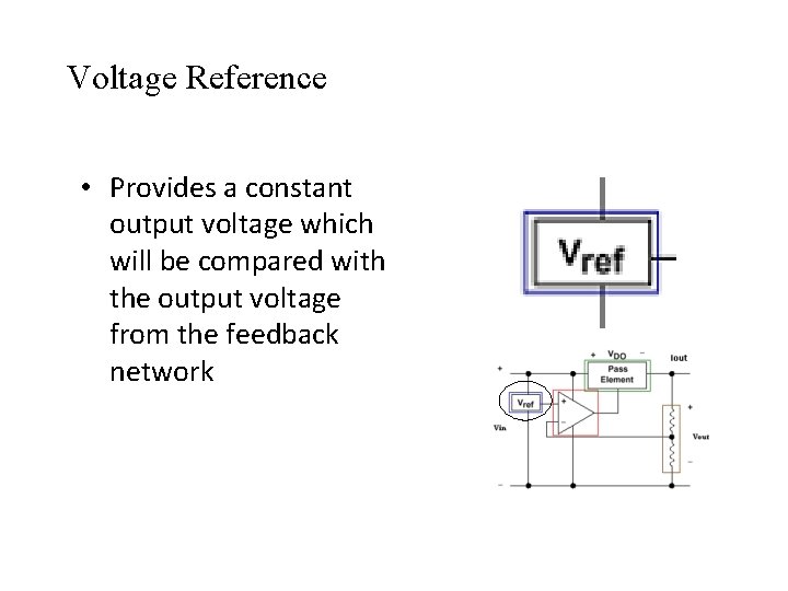 Voltage Reference • Provides a constant output voltage which will be compared with the