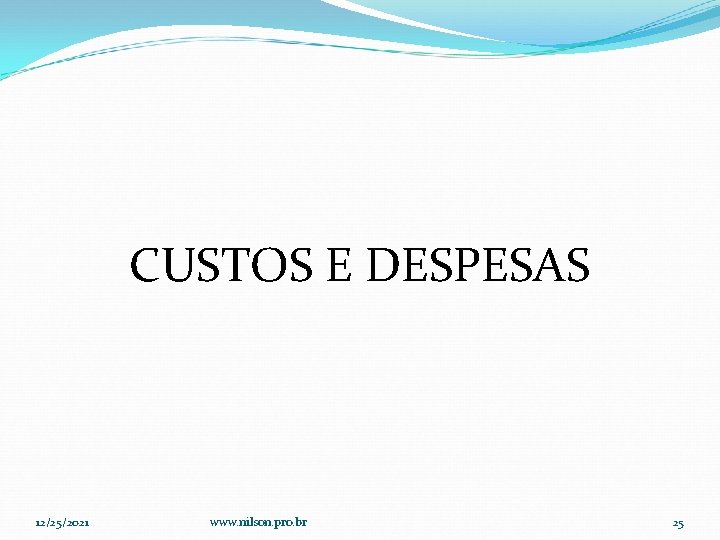 CUSTOS E DESPESAS 12/25/2021 www. nilson. pro. br 25 