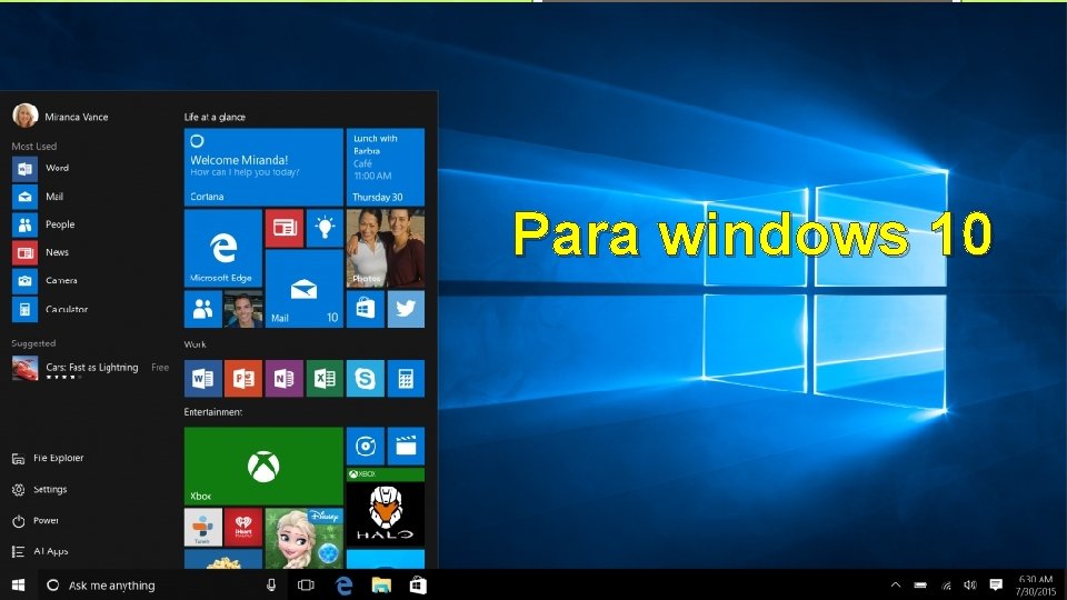 Para windows 10 