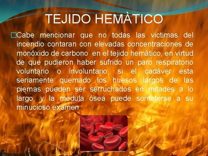TEJIDO HEMÀTICO �Cabe mencionar que no todas las victimas del incendio contaran con elevadas