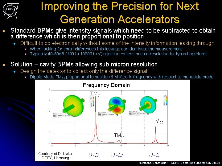 Improving the Precision for Next Generation Accelerators ● Standard BPMs give intensity signals which