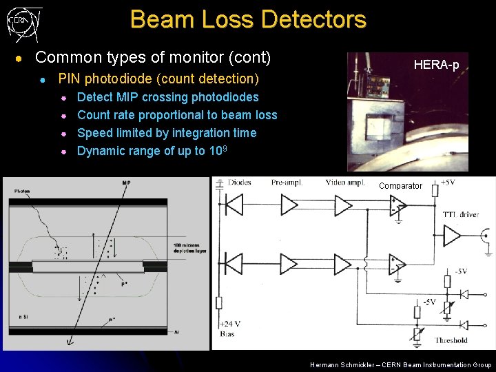 Beam Loss Detectors ● Common types of monitor (cont) ● PIN photodiode (count detection)