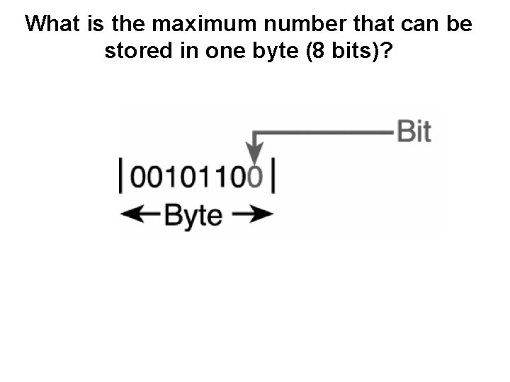 What is the maximum number that can be stored in one byte (8 bits)?